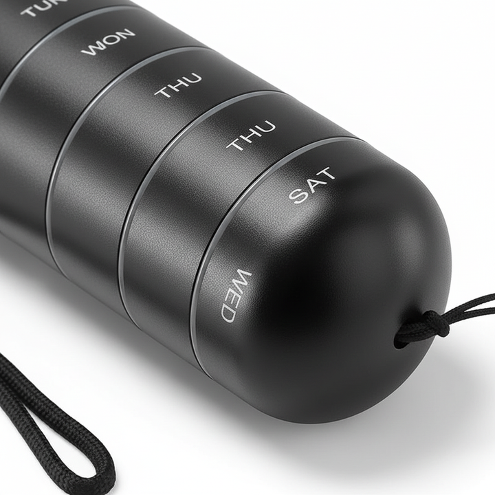 Tragbare Aluminium Tablettenbox - PillTower