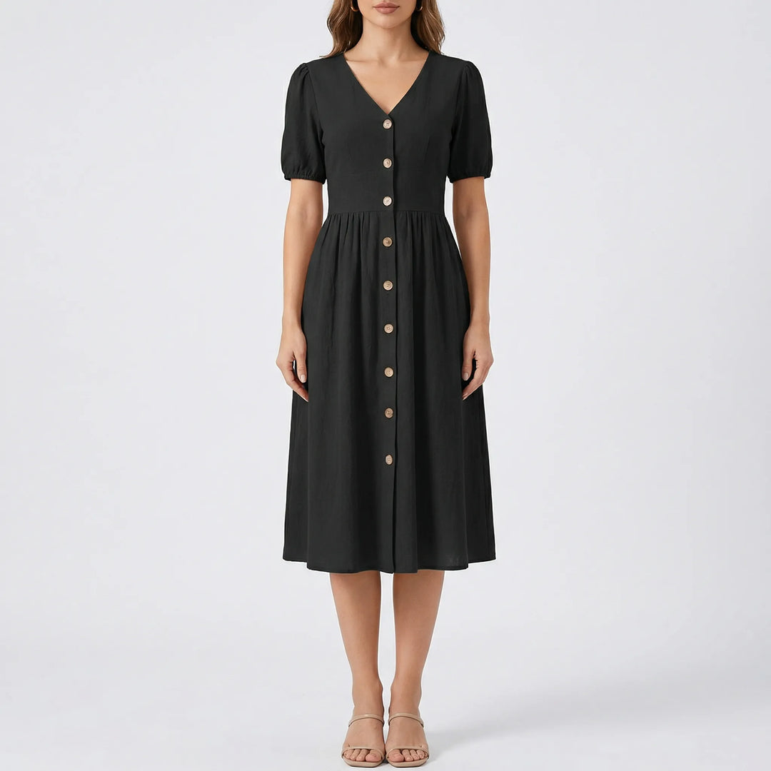 V Ausschnitt Midikleid Mit Knopfleiste - Maxine