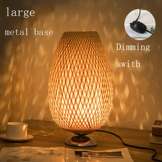Vintage Bambusz Asztali Lámpa - TimberGlow