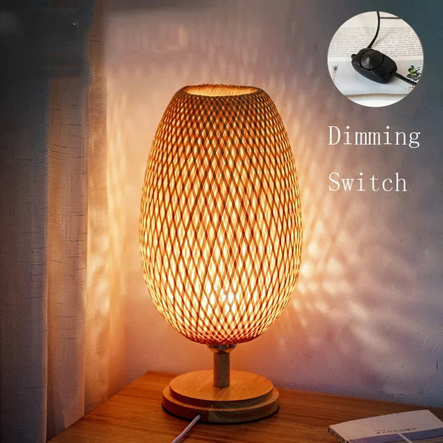 Vintage Bambusz Asztali Lámpa - TimberGlow