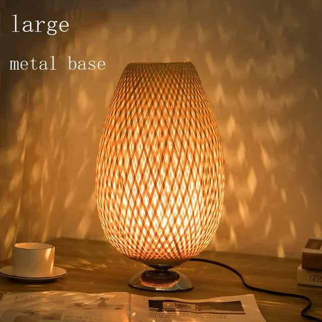 Vintage Bambusz Asztali Lámpa - TimberGlow