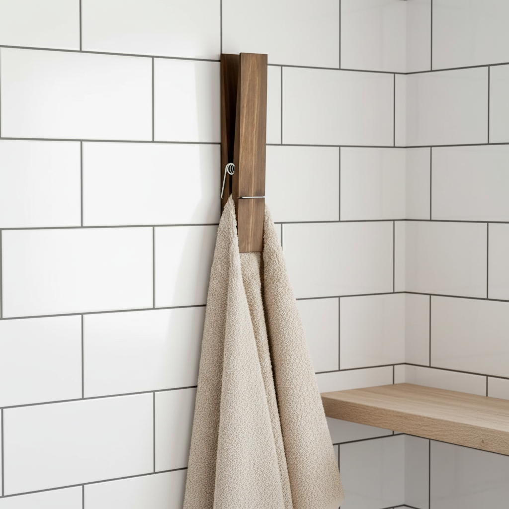 Wandmontierte Hölzerne Handtuchklammer - WallClampia