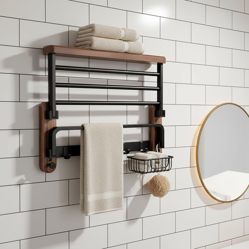 Wandmontiertes Holzhandtuchregal - Rackhaven