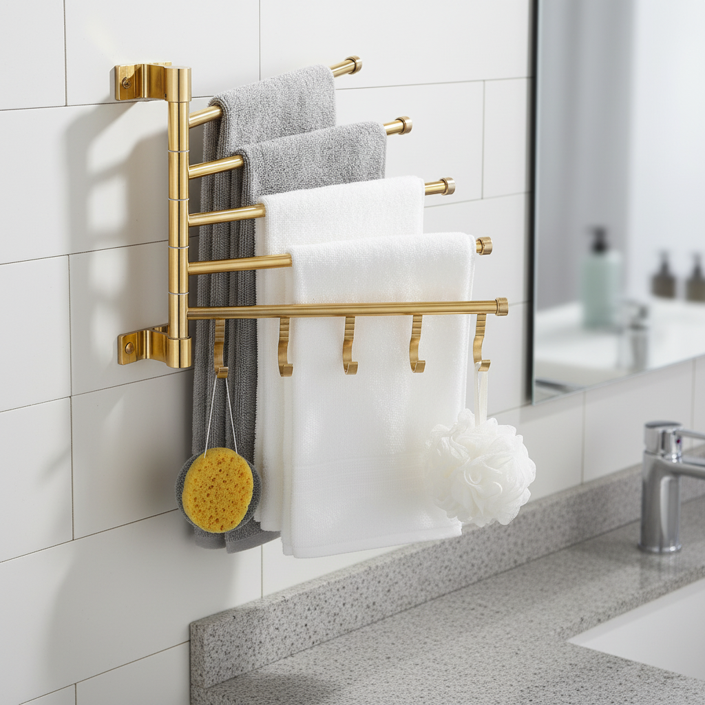 Wandmontiertes Dreifacharm Design - TowelLattice