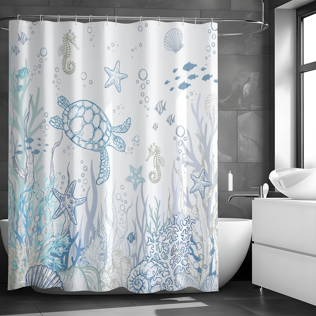 Wasserdichter Duschvorhang Polyester - TurtleGlide