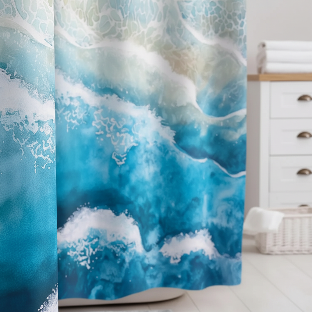 Wasserdichter Polyester Duschvorhang - Coastella