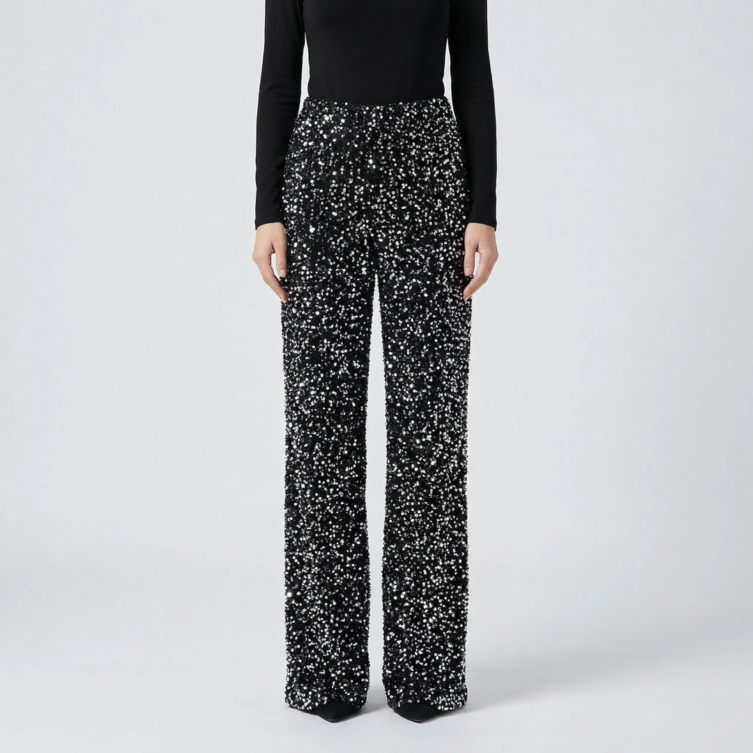 Wide-Leg Sequin Trousers Full Length - Molly