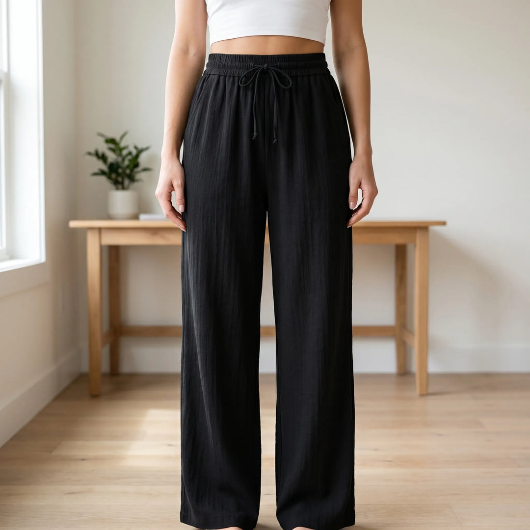 Wide Leg Casual Trousers - Peggy