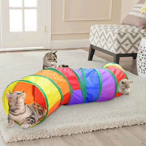 Regenbof játék alagút macskáknak - PurrfectPlay alagút