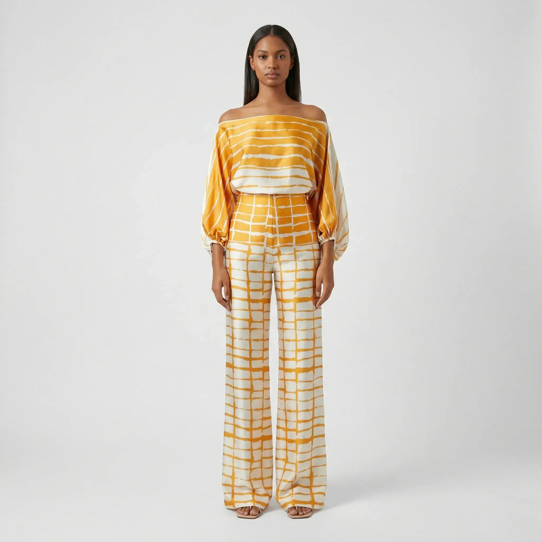 Zweiteiliges Set Mit Off-Shoulder-Top Und Weitem Schnitt - Fannie
