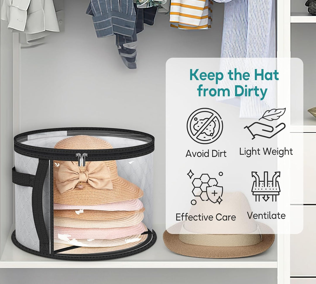 Nagy, átlátszó kalaptároló doboz – Széles karimájú kalap szervező fogantyúkkal (Vásárolj 1-et, és 1-et ingyen kapsz)