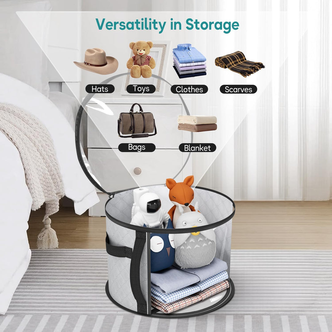 Nagy, átlátszó kalaptároló doboz – Széles karimájú kalap szervező fogantyúkkal (Vásárolj 1-et, és 1-et ingyen kapsz)