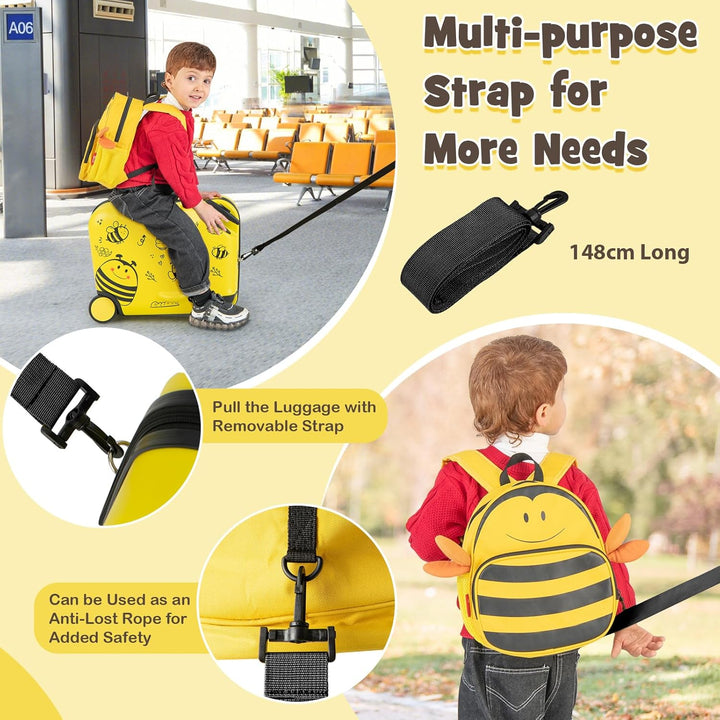 Gyerek 2 részes utazó bőrönd és hátizsák forgó kerekekkel