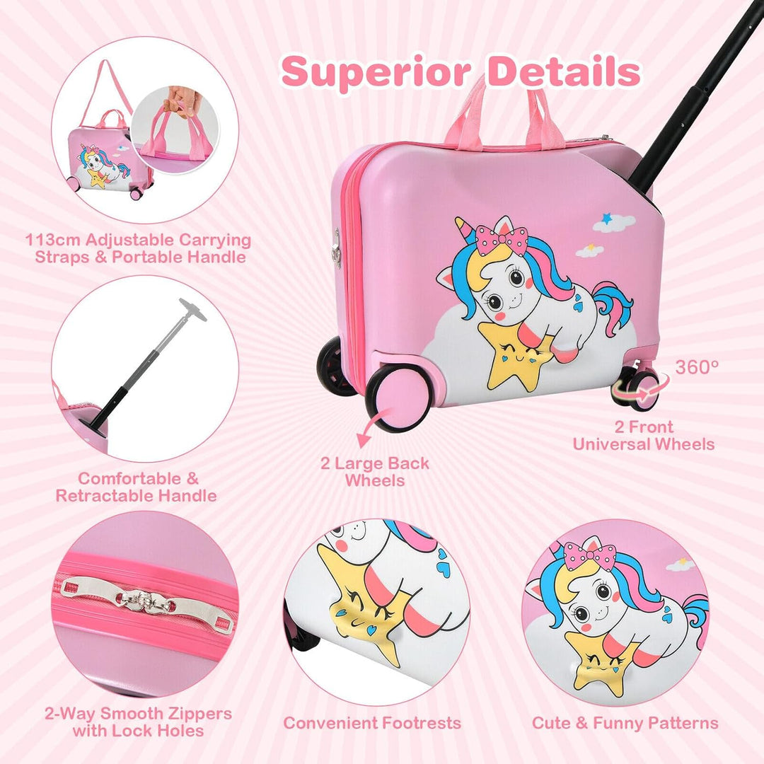 Gyerek 2 részes utazó bőrönd és hátizsák forgó kerekekkel