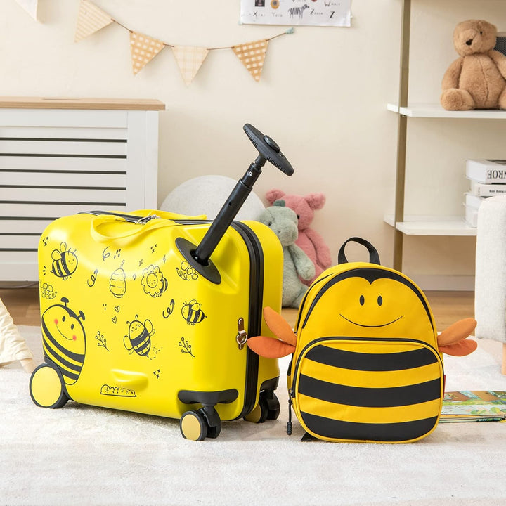 Gyerek 2 részes utazó bőrönd és hátizsák forgó kerekekkel