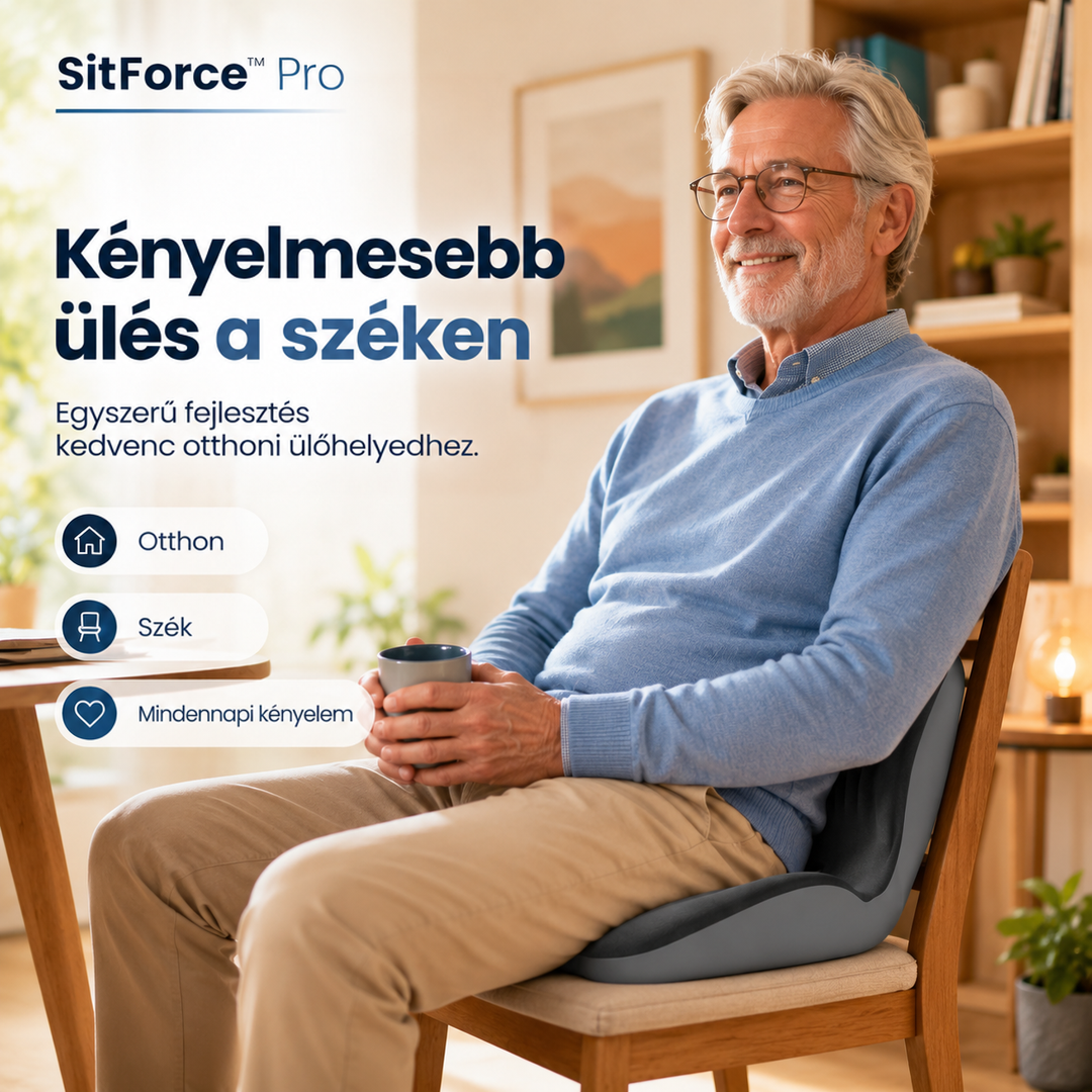 Idős férfi bögrével a kezében ül egy faszéken, az ülőpárnára hátradőlve 10