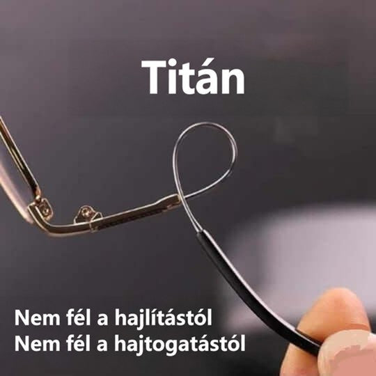 Rugalmas szemszár hurokká hajlítva, kézben tartott szemüveg, a hajlékony titánszár bemutatására 7