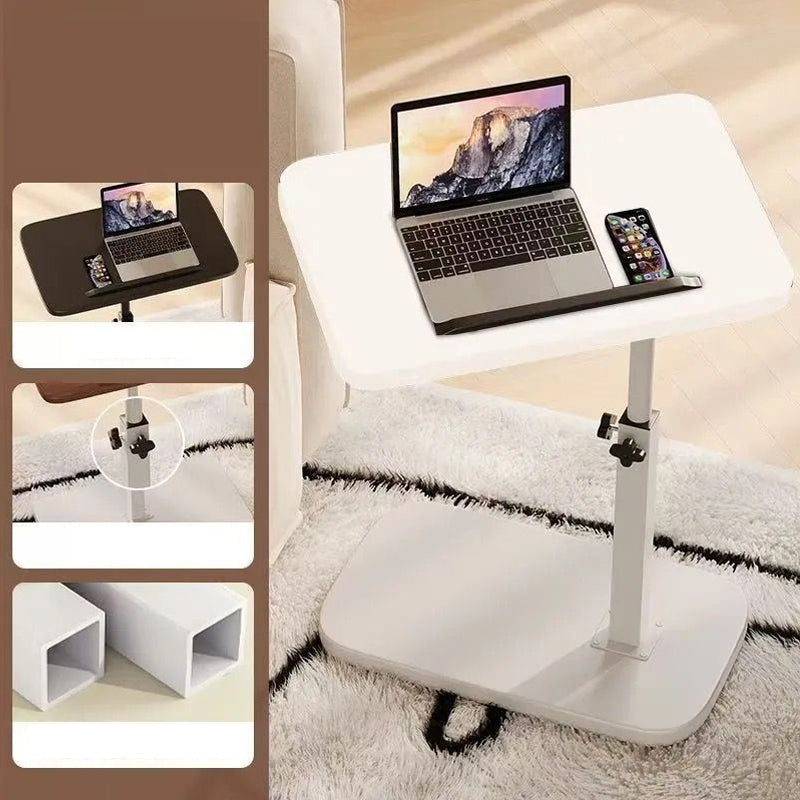 Fekete gurulós laptopasztal detail a fehér változattal