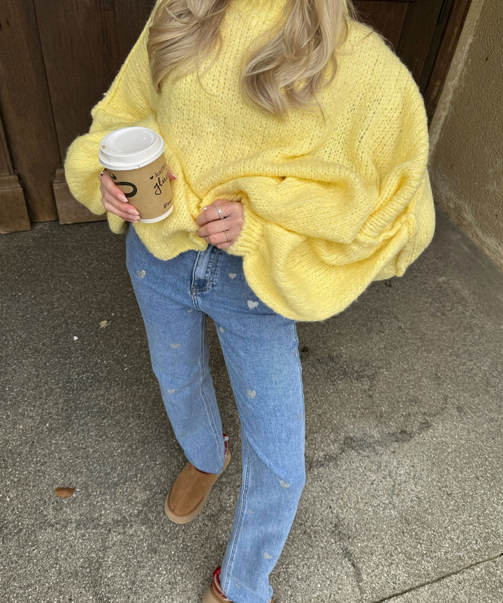 Női Stretch Farmer Széles Szárú és Szívmintás - Amelie