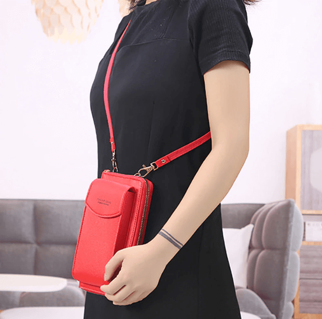 Kompakt PU bőrből készült keresztpántos válltáska állítható pánttal