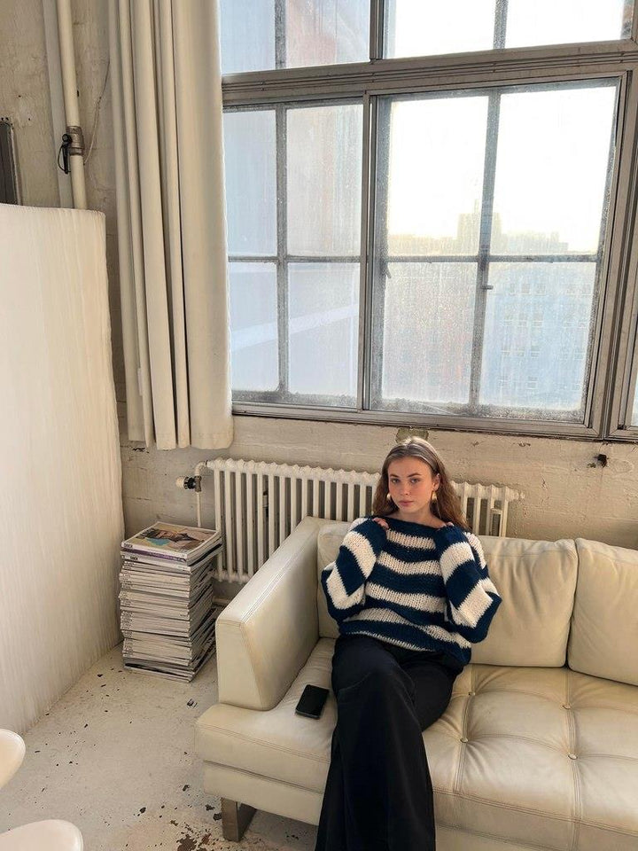 Kötött és Csíkos Oversized Női Pulóver - Harper