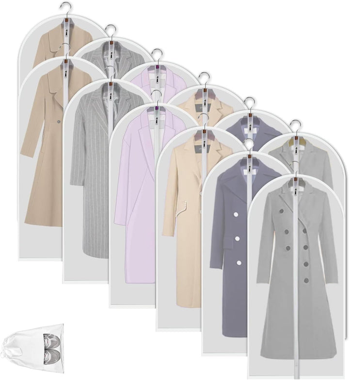 Tiszta PEVA Ruhatároló Táskák – 12 Darab Porálló Ruhavédők – 1+1 INGYEN