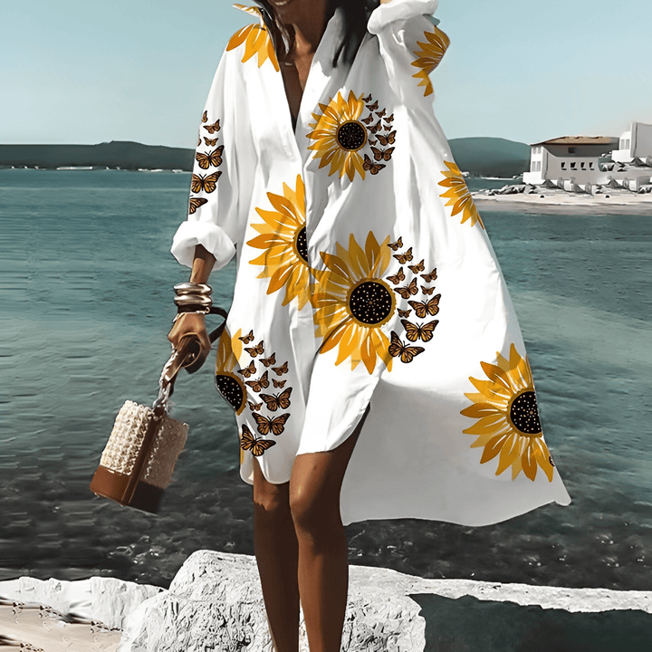 Divatos Print-Midi Ruha Egyedi Mintával - Mia Belle
