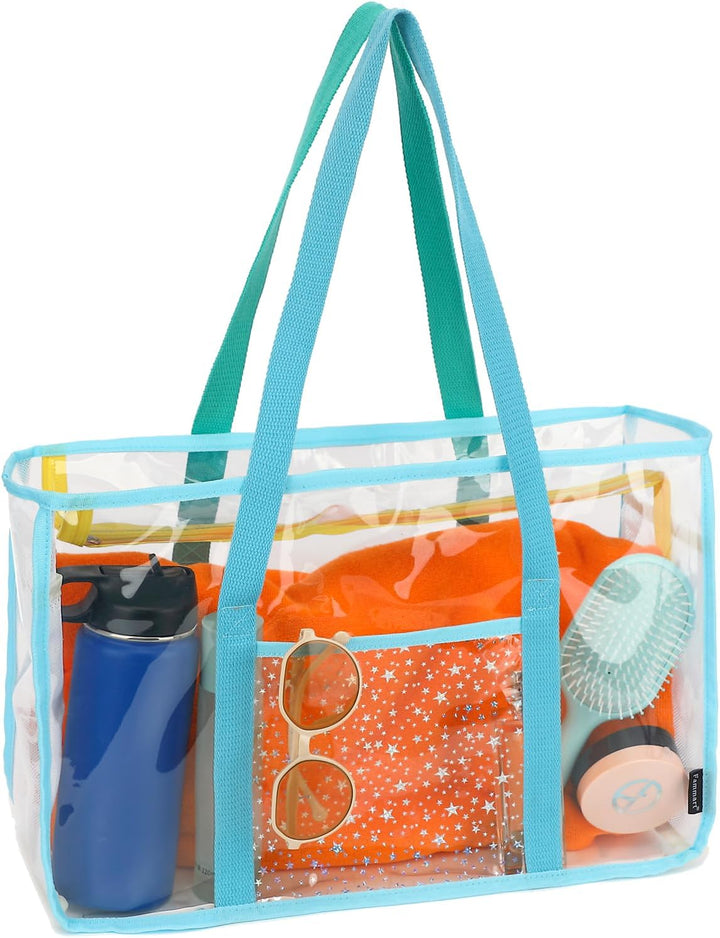 Vásárolj 1-et, és a második ingyen – Extra nagy átlátszó hálós tengerparti táska 8 zsebbel – ClearWave