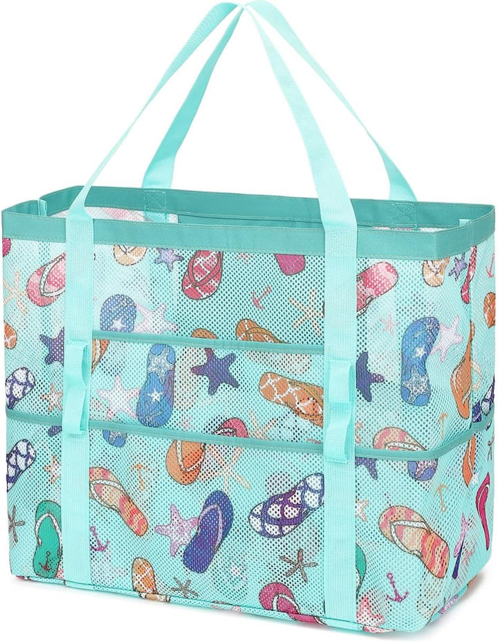 Vásárolj 1-et, és a második ingyen – Extra nagy átlátszó hálós tengerparti táska 8 zsebbel – ClearWave