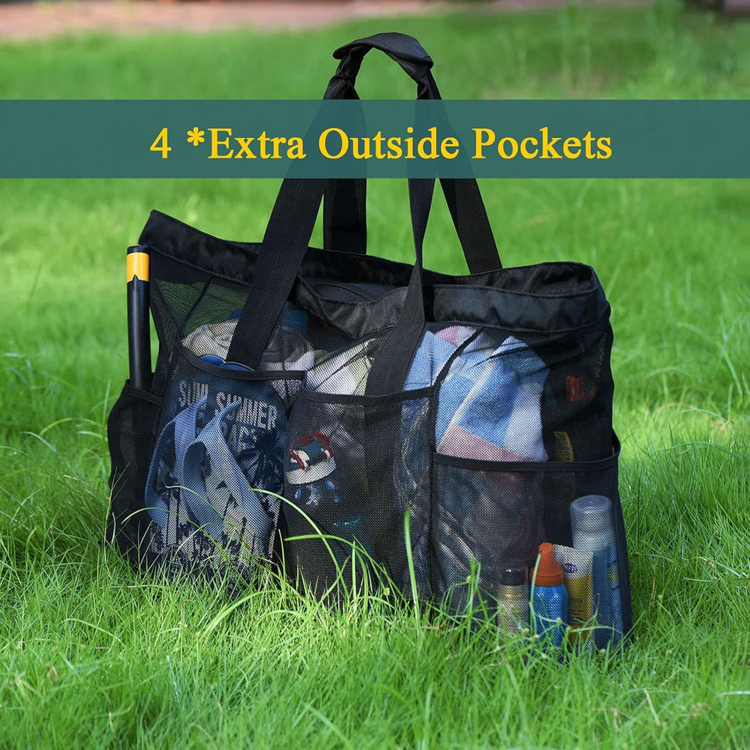 Extra-nagy hálós strandtáska cipzárral – Homokálló táska (Vásárolj 1-et, a második ingyen van)