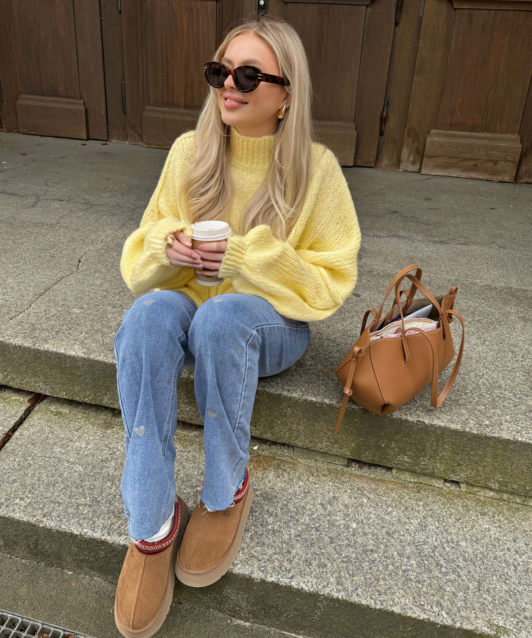 Női Stretch Farmer Széles Szárú és Szívmintás - Amelie