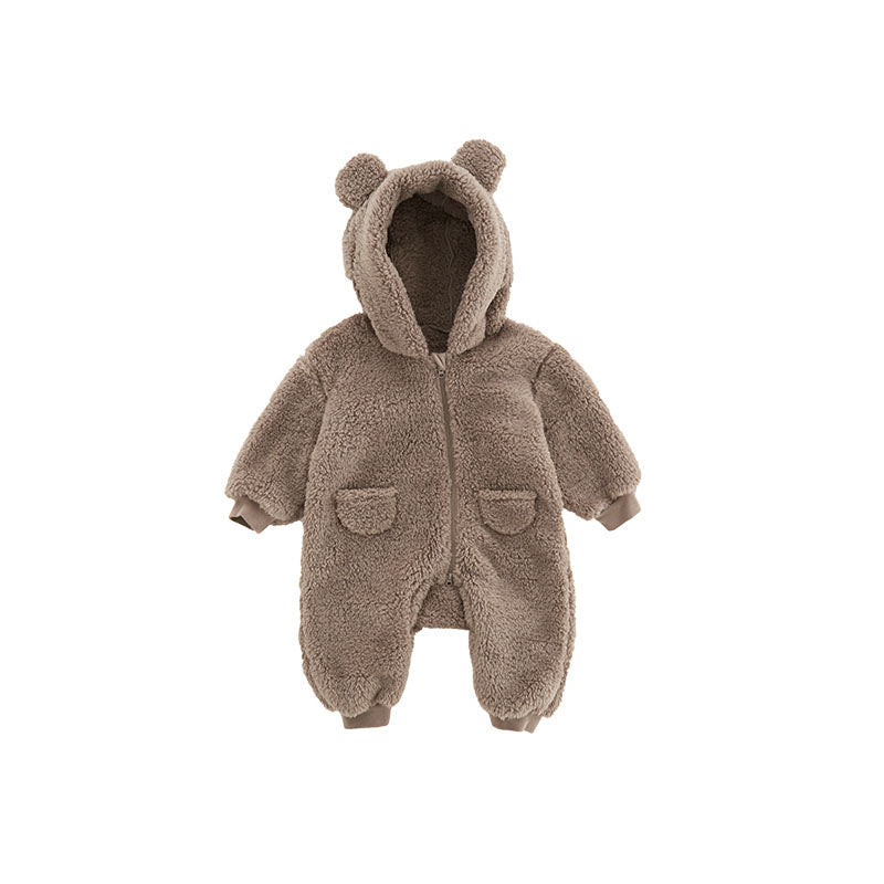Meleg Baba Fleece Kezeslábas Állatmintával