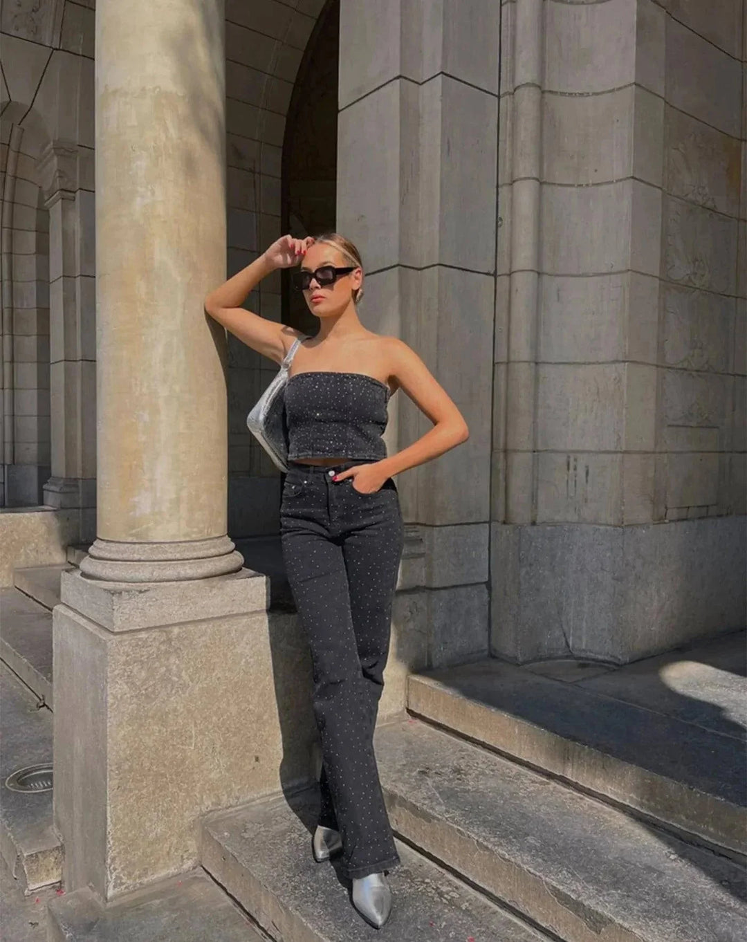 Női csillogó farmer a ragyogó megjelenésért - Jade