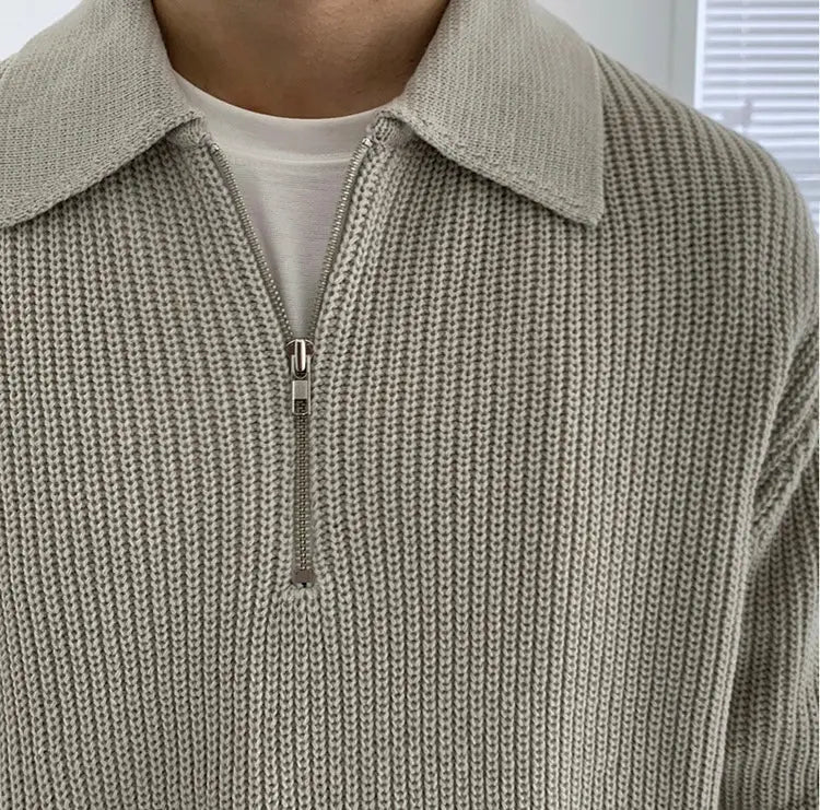 Klasszikus Zipped Férfi Pulóver - Wellington