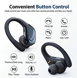 Bluetooth 5.3 Sport Fülhallgató Mikrofonnal, LED Tokkal és 75 órás Lejátszással – 1+1 INGYEN