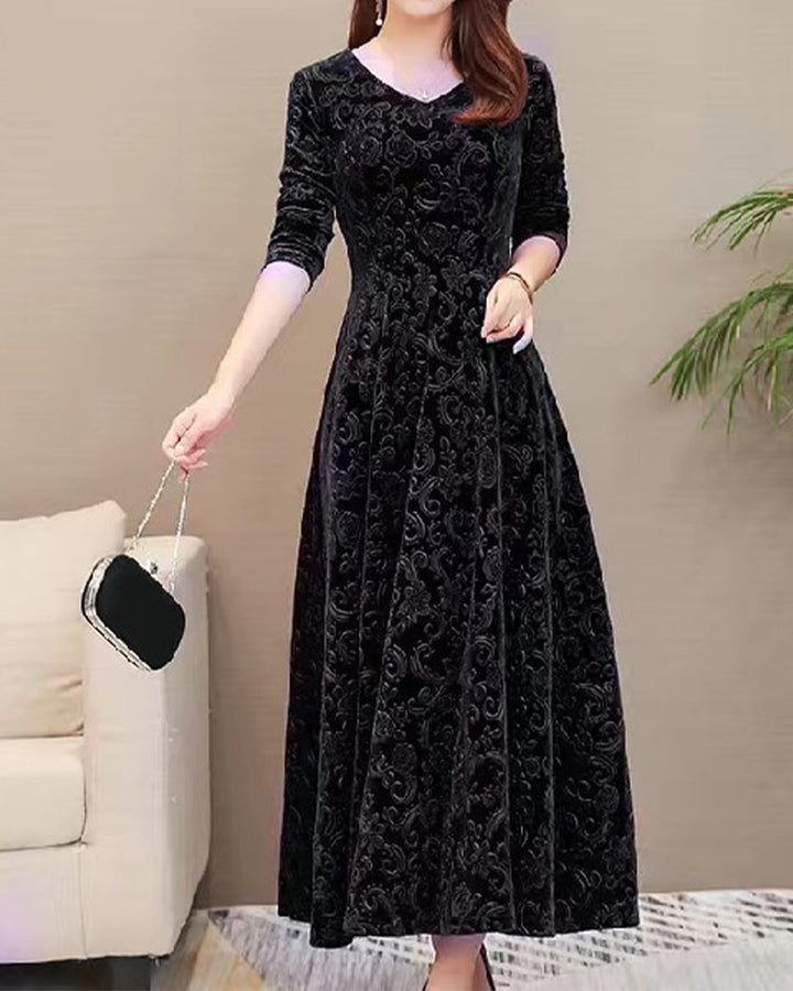Hölgyek Midikleid A-vonalú fazonnal és V-kivágással – Amara