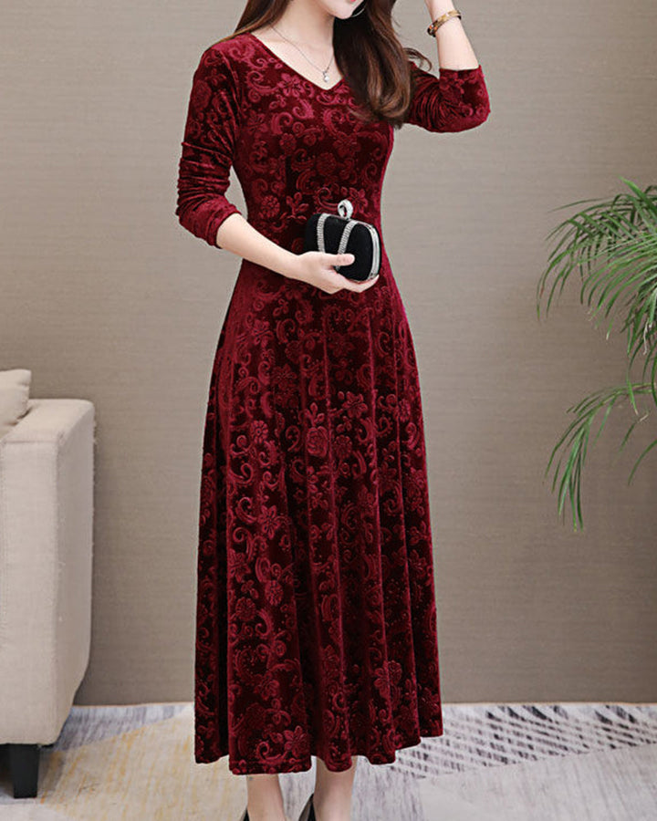 Hölgyek Midikleid A-vonalú fazonnal és V-kivágással – Amara