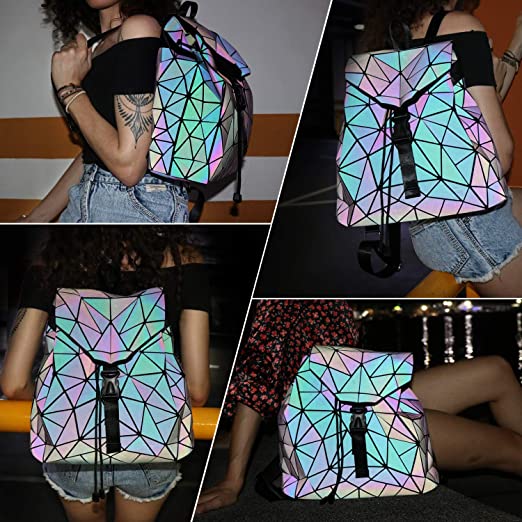 Reflektáló színváltós geometrikus hátizsák nőknek