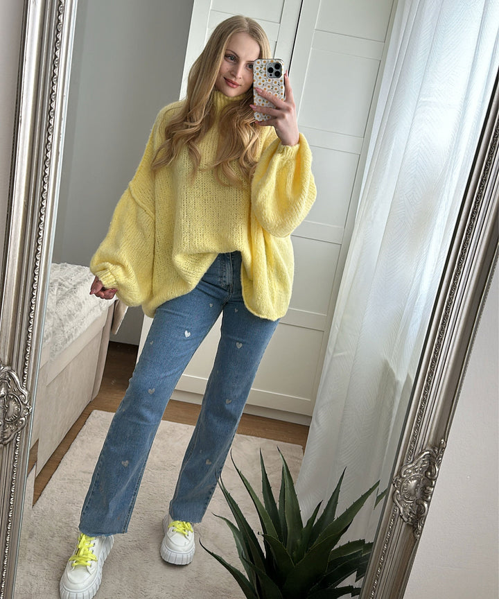 Női Stretch Farmer Széles Szárú és Szívmintás - Amelie