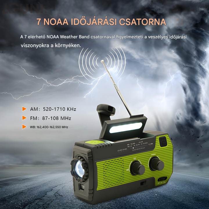 Hordozható Vészrádió Napenergia - PowerWave