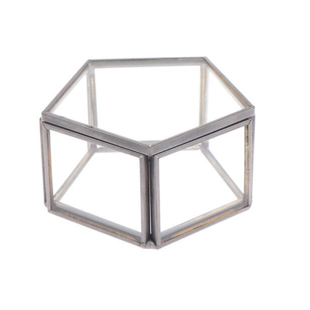 Geometriai Átlátszó Üveg Ékszerdoboz