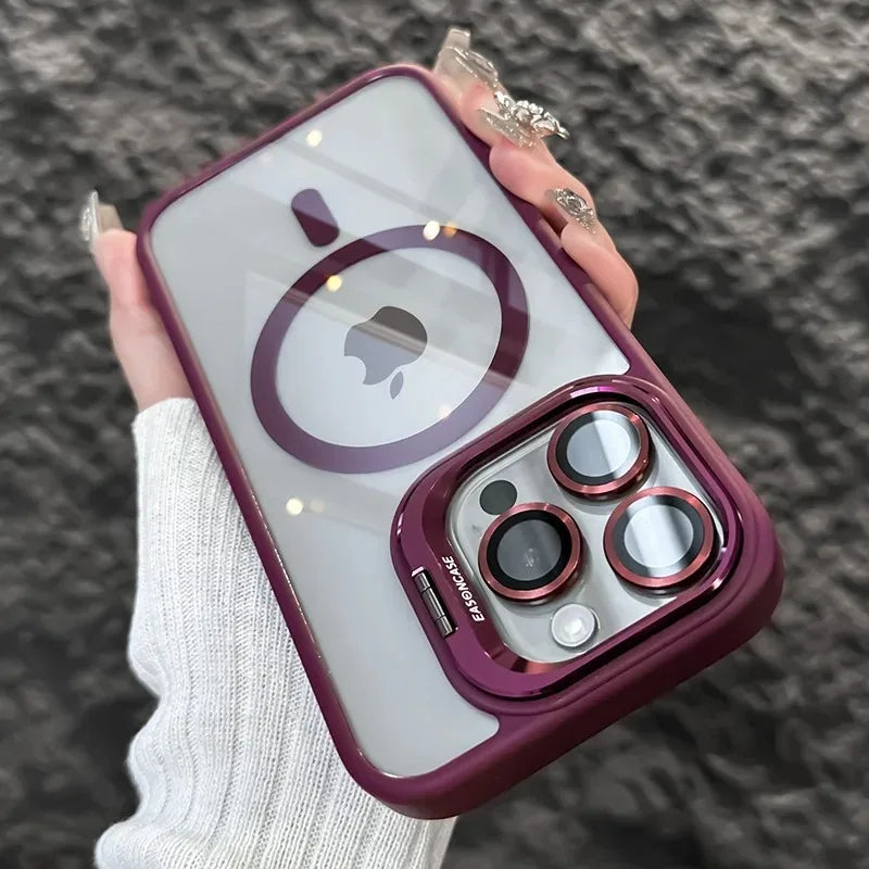 Shockproof Magnetic Phone Case with Glass Lens Guard & Stand – 1+1 FREE-Red-For iPhone 11Pro Max-State of Style