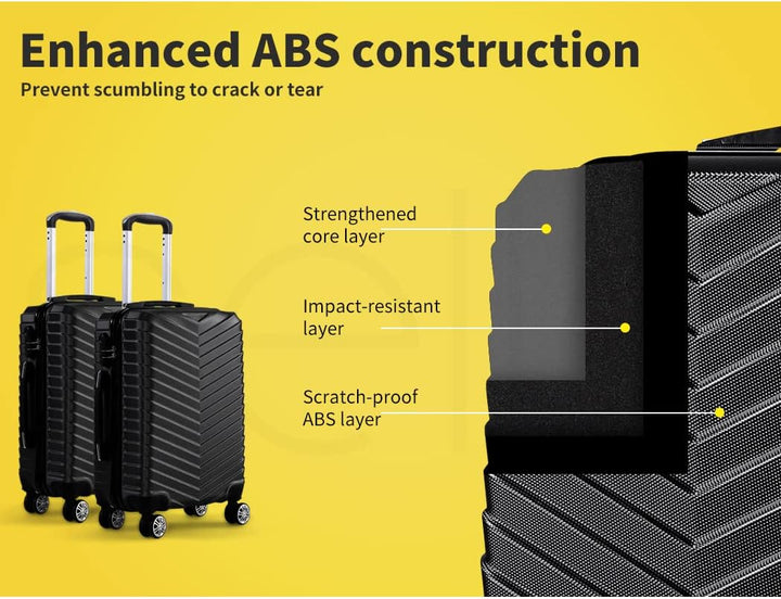 Kompakt és kemény héjú kézipoggyász bőrönd 360°-os forgó kerekekkel – Fekete