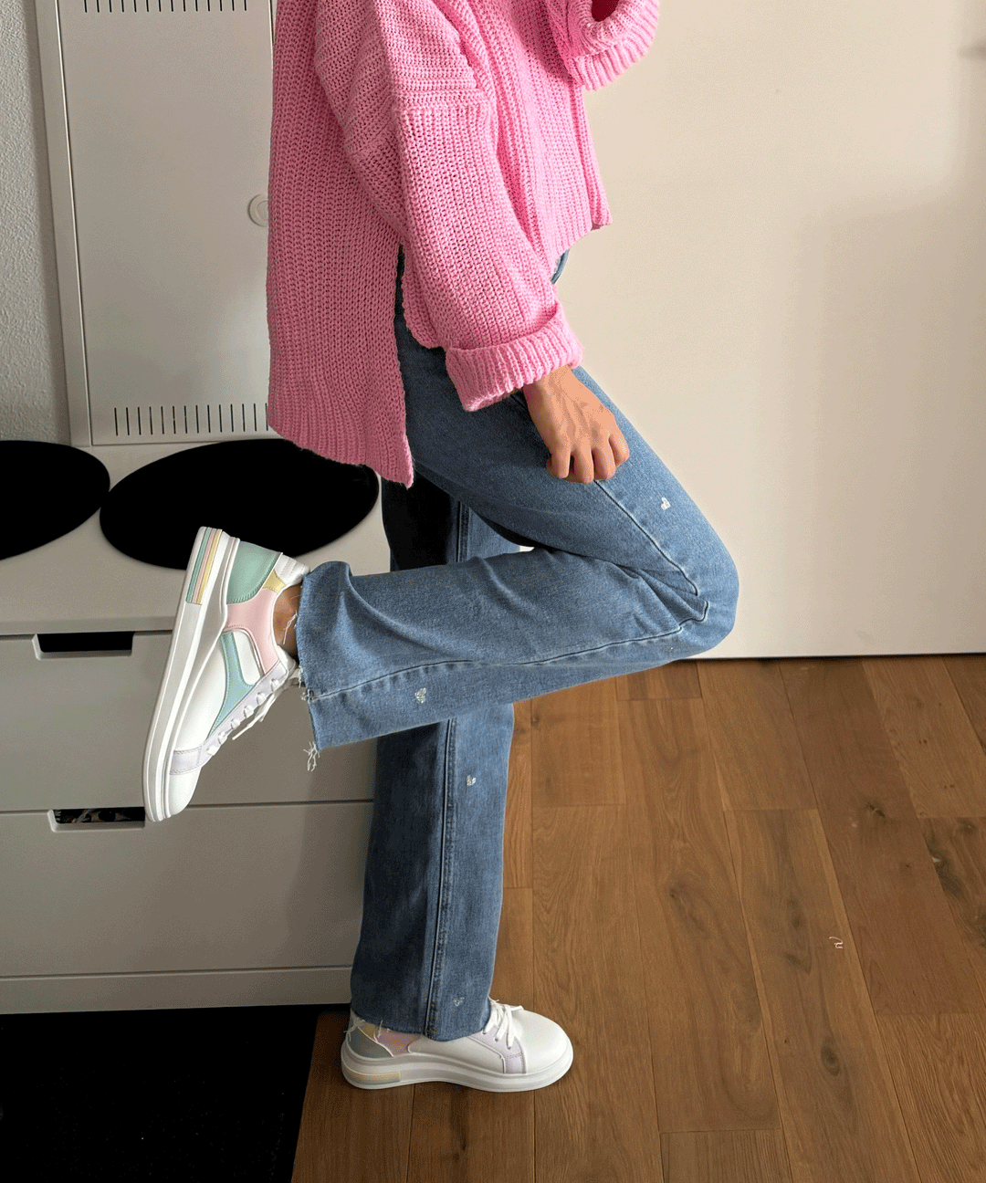 Női Stretch Farmer Széles Szárú és Szívmintás - Amelie