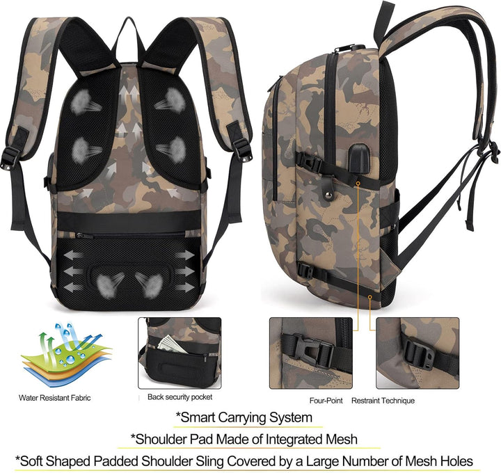 Extra nagy lopásgátló laptop és utazó hátizsák USB porttal – 30–50L