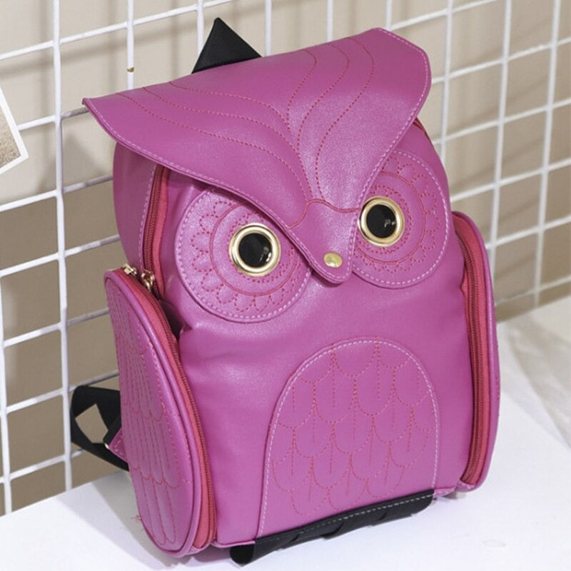 PU bőr baglyos hátizsák nőknek – Több zsebes kialakítás