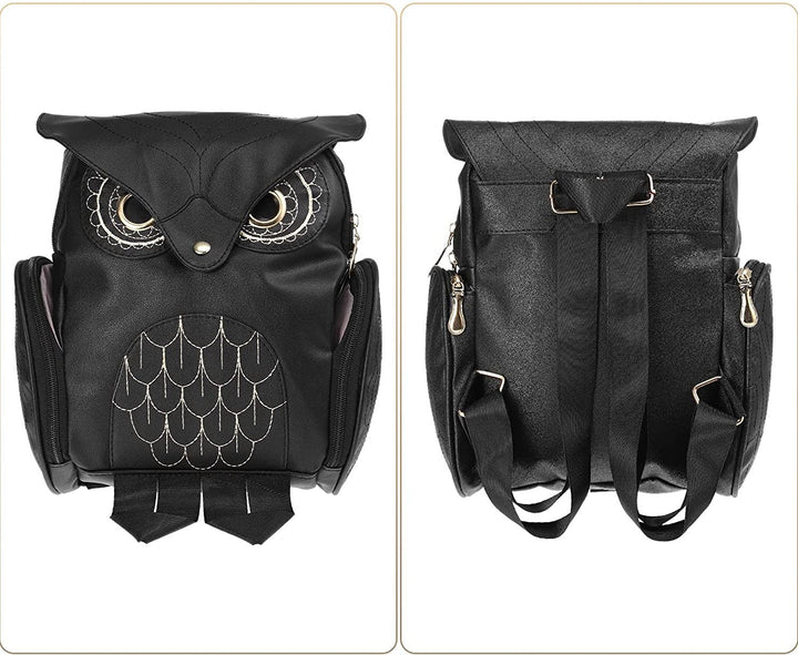 PU bőr baglyos hátizsák nőknek – Több zsebes kialakítás