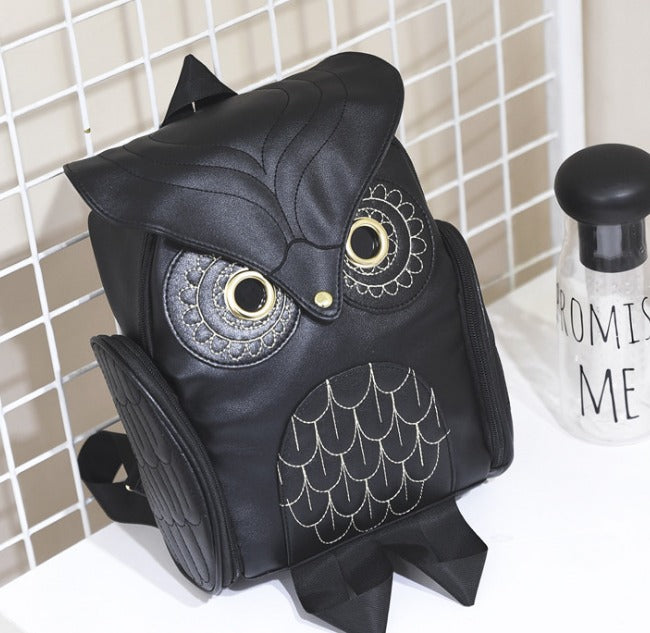 PU bőr baglyos hátizsák nőknek – Több zsebes kialakítás