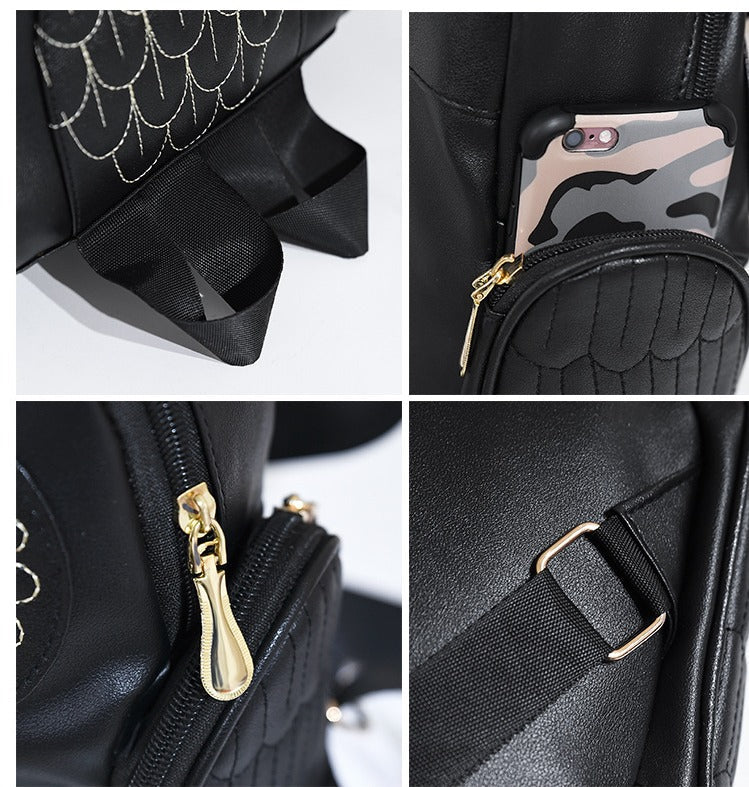 PU bőr baglyos hátizsák nőknek – Több zsebes kialakítás