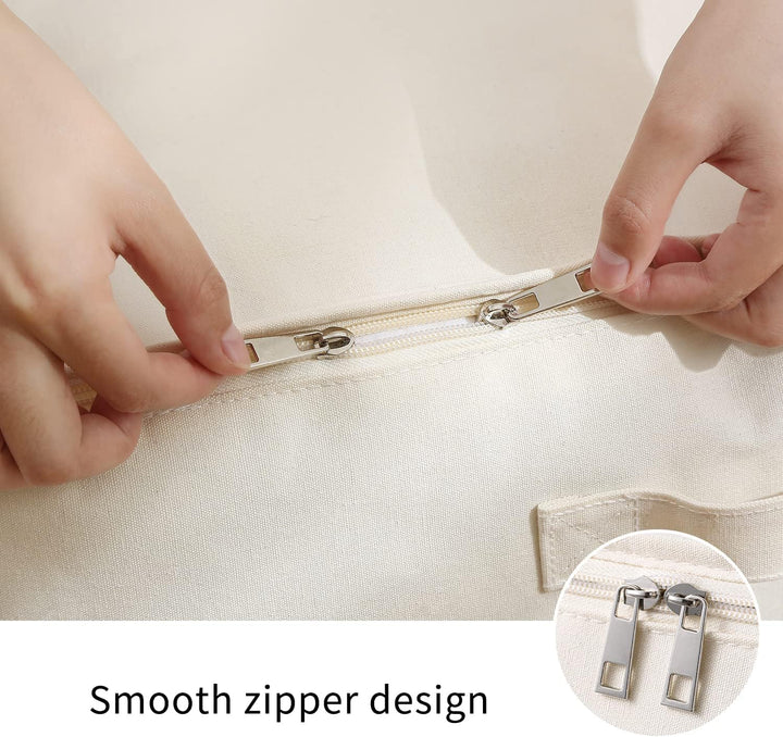 Vászon Ruhatároló Szervező Készlet – Kétirányú Cipzáras Táska Fogantyúkkal és Ablakkal